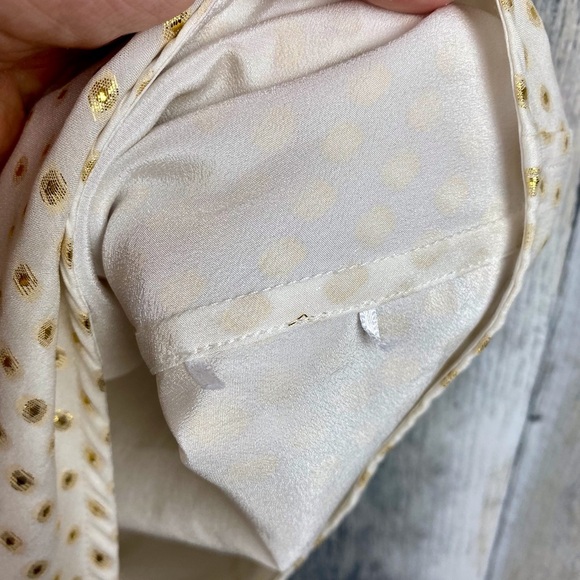 Victoria Beckham Pleat Metallic Dot Tank in Cream Gold Combo Size Medium. - Picture 5 of 8